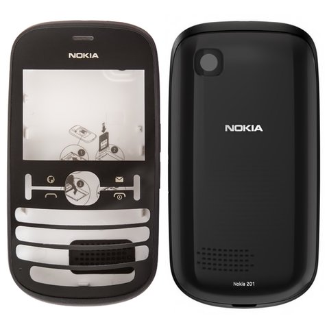 Корпус для Nokia 201 Asha, High Copy, чорний