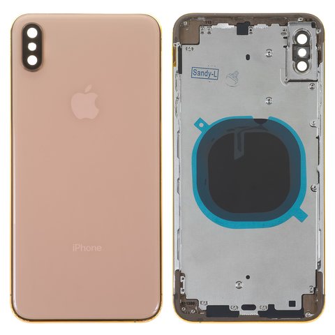 Корпус для iPhone XS Max, золотистий, з тримачем SIM карти, з боковими кнопками
