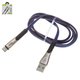 USB кабель Hoco U48, USB тип-C, USB тип-A, 120 см, 2,4 А, синій, плоский, в нейлоновому обплетенні