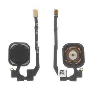 Шлейф для iPhone 5S, iPhone SE, кнопки Home, чорний, з пластиком, Copy