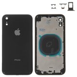 Корпус для iPhone XR, чорний, з тримачем SIM-карти, з боковими кнопками