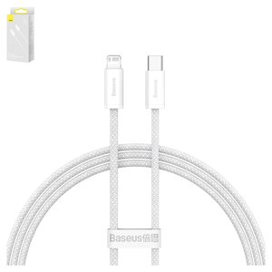 USB кабель Baseus Dynamic Series, USB тип C, Lightning, 100 см, 20 Вт, белый, в нейлоновой оплетке, #CALD000002