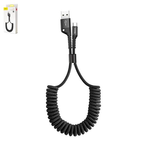 USB кабель Baseus Fish Eye Spring, USB тип A, Lightning, 100 см, 2 A, чорний, #CALSR 01