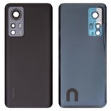 Задняя панель корпуса для Xiaomi 12, черная, со стеклом камеры, Original (PRC)