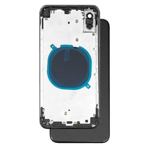 Housing compatible with iPhone XS Max, black, with SIM card holders, with side buttons 