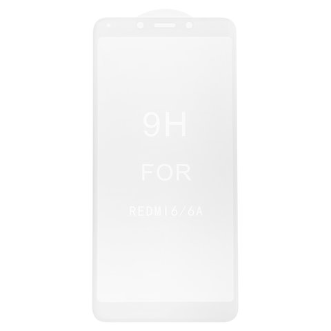 Tempered Glass Screen Protector All Spares compatible with Xiaomi Redmi 6, Redmi 6A, 5D Full Glue, white, the layer of glue is applied to the entire surface of the glass 