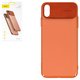 Чехол Baseus для iPhone XS Max, оранжевый, со вставкой из PU кожи, прозрачный, пластик, PU кожа, #WIAPIPH65-SS07