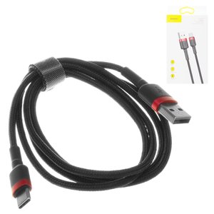 Cable USB Baseus Cafule, USB tipo A, USB tipo C, 100 cm, 3 A, rojo, negro, con revestimiento de nylon, #CATKLF B91