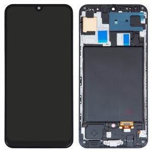 LCD compatible with Samsung A305F DS Galaxy A30, A505F DS Galaxy A50, A507F DS Galaxy A50s, black, with frame, High Copy, OLED  