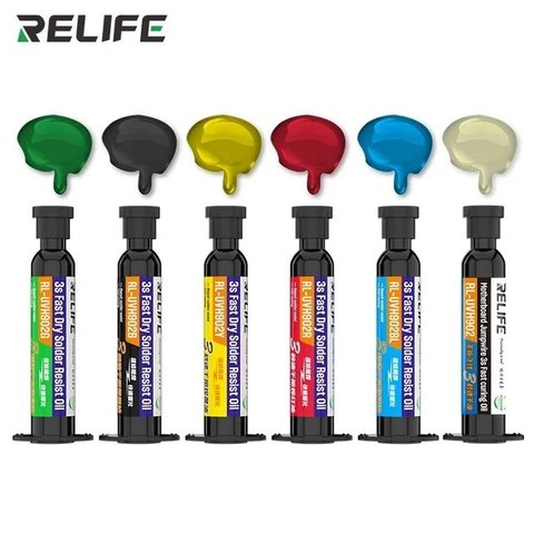 Máscara de soldadura RELIFE RL UVH902B, negra, 10 ml, UV, de secado instantáneo