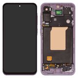 Дисплей для Samsung A556 Galaxy A55, фиолетовый, с рамкой, High Copy, (OLED) lilac