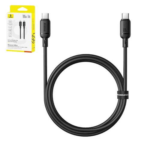 USB Cable Baseus Silky, 2xUSB type C, 100 cm, 100 W, black, silicone  #P10377704113 00
