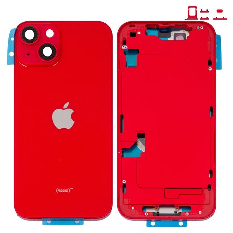 Carcasa puede usarse con iPhone 14, rojo, con botones laterales,  con sujetador de tarjeta SIM, Original PRC , EU version