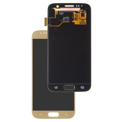 LCD compatible with Samsung G930 Galaxy S7, golden, without frame, original change glass 