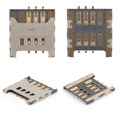 SIM Card Connector compatible with Samsung C3222, C3350, C3530, C3750, C3752, E1050, E1230, E1232, E2222, E2530, E2600, E2652, E3210, I5510, I9000 Galaxy S, I9001 Galaxy S Plus, I9220 Galaxy Note, N7000 Note, N7005 Note, S3350, S3850 Corby II, S5300 Pocket, S5360 Galaxy Y, S5380 Wave Y, S5570 Galaxy Mini, S5610, S6500 Galaxy Mini 2