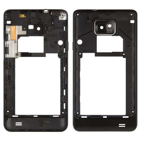 Housing Middle Part compatible with Samsung I9100 Galaxy S2, black 