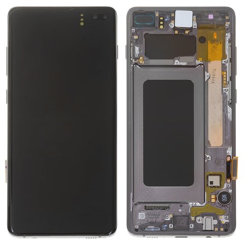 LCD compatible with Samsung G975 Galaxy S10 Plus, black, with frame, Original, service pack #GH82 18849A GH82 18834A