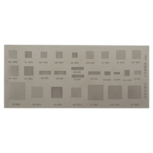 Plantilla BGA HW26, paso 0.8 mm, paso 0.65 mm, paso 0.6 mm, paso 0.5 mm, paso 0,85 mm, paso 0,75 mm, paso 0,7 mm, paso 0,63 mm, paso 0,62 mm, paso 0,55 mm, paso 0,45 mm, paso 0,35 mm, paso 0,3 mm, paso 0,2 mm, 27 in 1