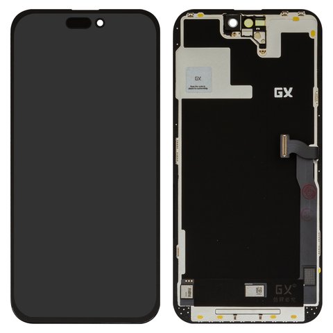 Pantalla LCD puede usarse con iPhone 14 Pro Max, negro, con marco, HC, sin microchip, OLED , GX OEM hard