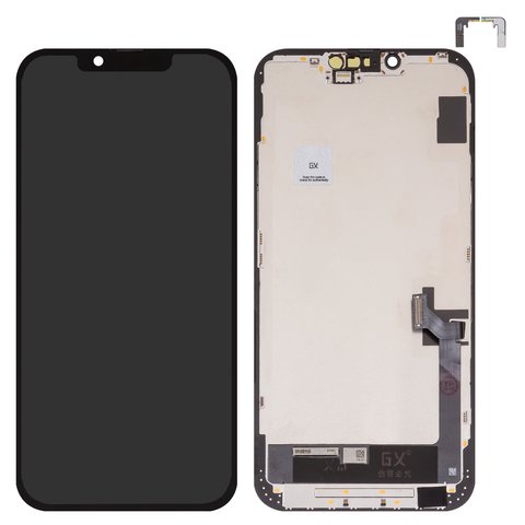 Pantalla LCD puede usarse con iPhone 14 Plus, negro, con marco, HC, sin microchip, OLED , GX OEM hard
