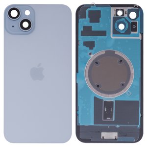 Panel trasero de carcasa puede usarse con iPhone 15 Plus, azul claro, con vidrio de cámara, HC