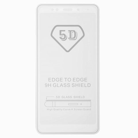Захисне скло All Spares для Xiaomi Redmi 5 Plus, 0,26 мм 9H, 5D Full Glue, білий, шар клею нанесений по всій поверхні