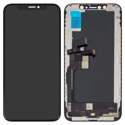 Дисплей  iPhone XS, чорний, із сенсорним екраном, з рамкою, OLED , оригінал переклеєне скло 