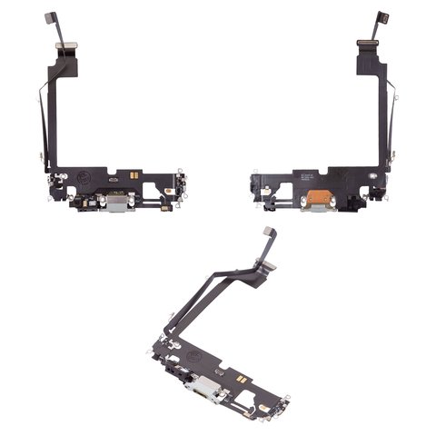 Шлейф для iPhone 12 Pro Max, конектора зарядки, білий, з мікрофоном, з компонентами, Original PRC 