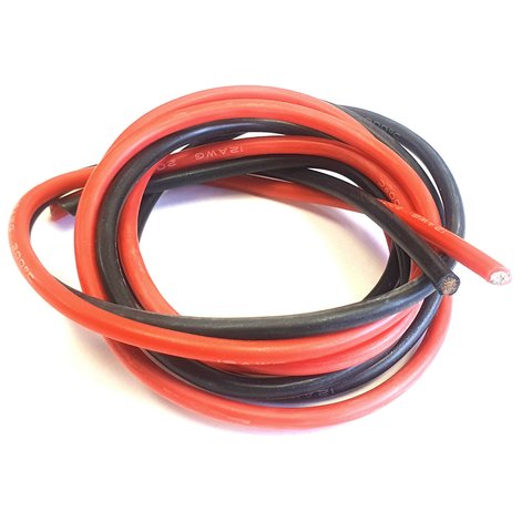 Дріт в силіконовій ізоляції 12AWG, 3,31 мм², 1 м, чорний