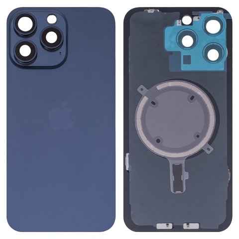 Задняя панель корпуса для iPhone 15 Pro Max, синяя, со стеклом камеры, small hole