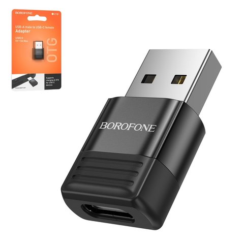 Адаптер Borofone BV18, USB тип C к USB 2.0 тип A, USB тип C, USB тип A, черный
