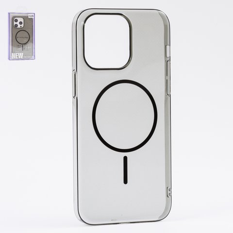 Чехол Fully PC MagSafe для iPhone 14 Pro Max, черный, прозрачный, магнитный, пластик
