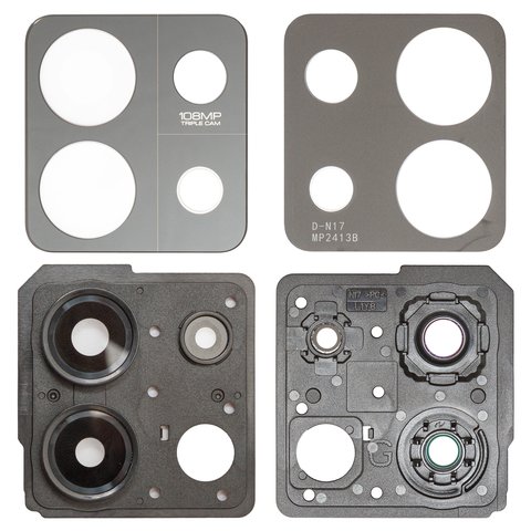 Стекло камеры для Xiaomi Redmi Note 13 5G, черное, с рамкой, graphite black