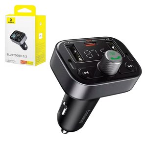 FM трансмиттер Baseus S 09 Pro , черный, с кнопкой, с дисплеем, с Bluetooth, c автомобильной зарядкой, USB тип C, USB тип A, 3 порта, 35 Вт, 12 24 B, #C10762200113 00