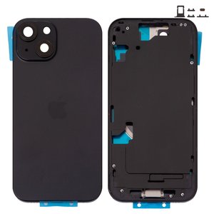 Корпус для iPhone 15, черный, с держателем SIM карты, с боковыми кнопками, Original PRC , EU version