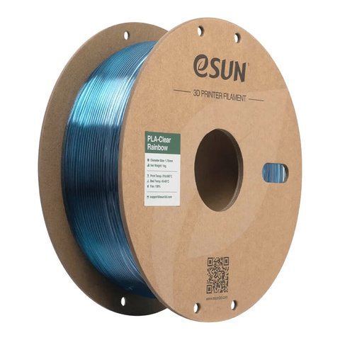 Филамент для 3D принтера eSUN PLA Clear Rainbow Purple Blue Cyan, 1 кг