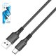 USB кабель Borofone BX80, USB тип-C, USB тип-A, 100 см, 3 A, черный, #6974443385229