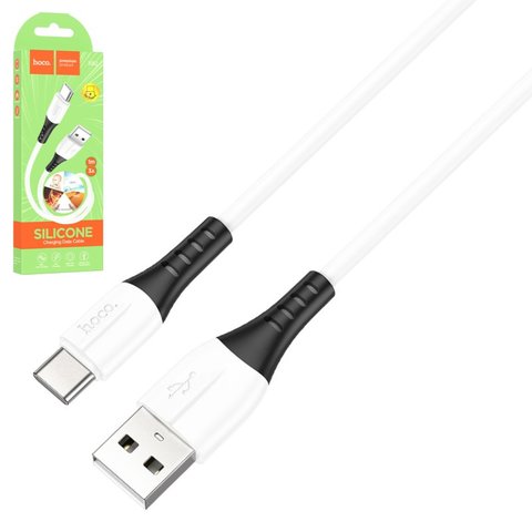 USB кабель Hoco X82, USB тип C, USB тип A, 100 см, 3 A, белый, силиконовый, #6931474768582