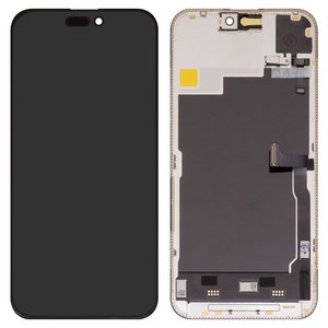 Дисплей для iPhone 15 Pro Max, чорний, з рамкою, без помилки, Box , OLED , GXQC soft, 120Hz