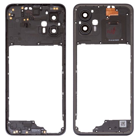 Средняя часть корпуса для Motorola Moto G23 XT2333, черная, со стеклом камеры
